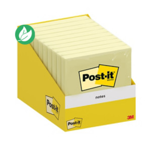 Post-it Notes repositionnables 76 x 76 mm - Jaune - Bloc de 100 feuilles