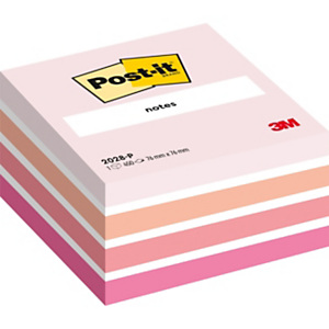 Post-it Notes repositionnables 76 x 76 mm - Rose Aquarelle - Bloc de 450 feuilles