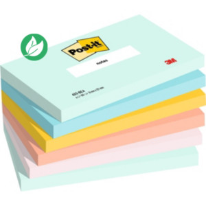 Post-it Notes repositionnables Beachside 76 x 127 mm - Assorties - Lot 6 blocs de 100 feuilles