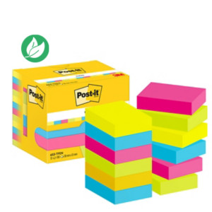 Post-it Notes repositionnables Energétic 38 x 51 mm - Coloris assortis - lot de 12 blocs de 100 feuilles