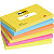 Post-it Notes repositionnables Energetic 76 x 127 mm - Assorties - Lot 6 blocs de 100 feuilles - 1