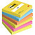 Post-it Notes repositionnables Energetic 76 x 76 mm - Assorties - Lot 6 blocs de 100 feuilles - 1