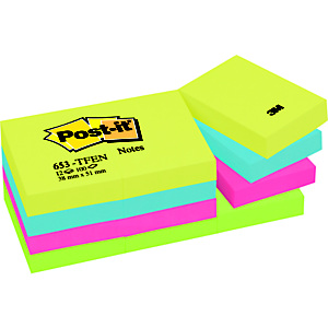Post-it Notes repositionnables Energie 38 x 51 mm - Coloris assortis - Bloc de 100 feuilles Post-it Notes repositionnables Energie 38 x 51 mm - Coloris assortis - Bloc de 100 feuilles