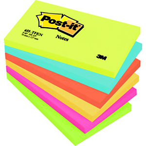 Post-it Notes repositionnables Energie 76 x 127 mm - Coloris assortis - Bloc de 100 feuilles