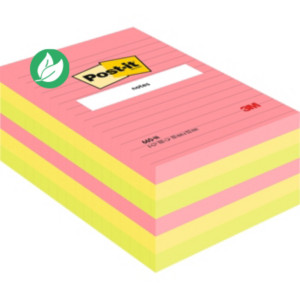 Post-it Notes Repositionnables Lignées Rectangle Néon 102 x 152 mm Assortis - lot de 6 blocs de 100 Feuilles Post-it Notes Repositionnables Lignées Rectangle Néon 102 x 152 mm Assortis - lot de 6 blocs de 100 Feuilles