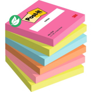 Post-it Notes repositionnables Poptimistic 76 x 76 mm - Assorties - Lot 6 blocs de 100 feuilles