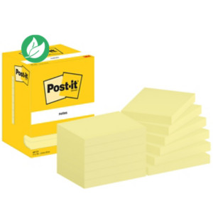 Post-it Notes repositionnables rectangle 76 x 102 Jaune - lot de 12 blocs de 100 feuilles Post-it Notes repositionnables rectangle 76 x 102 Jaune - lot de 12 blocs de 100 feuilles