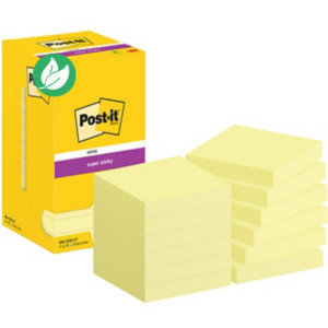 Post-it Notes repositionnables Super Sticky 76 x 76 mm - Jaune - Lot 12 blocs de 90 feuilles Post-it Notes repositionnables Super Sticky 76 x 76 mm - Jaune - Lot 12 blocs de 90 feuilles