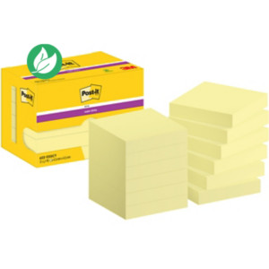 Post-it Notes repositionnables Super Sticky carré Jaune canari 51 x 51 mm - lot de 12 blocs de 90 feuilles Post-it Notes repositionnables Super Sticky carré Jaune canari 51 x 51 mm - lot de 12 blocs de 90 feuilles