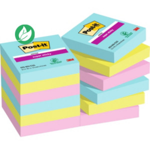 Post-it Notes repositionnables Super Sticky Cosmic 48 x 48 mm - Assorties - Lot 12 blocs de 90 feuilles