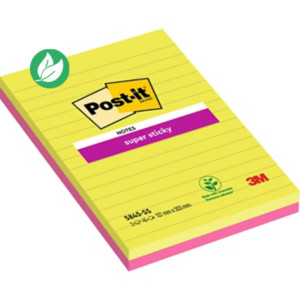 Post-it Notes Repositionnables Super Sticky Grand Rectangle 125 x 200 mm Vert et Fuchsia  - 2 blocs de 45 Feuilles