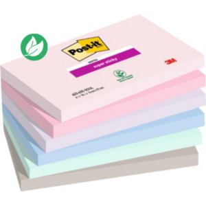 Post-it Notes repositionnables Super Sticky Soulful 76 x 127 mm - Assorties - Lot 6 blocs de 90 feuilles