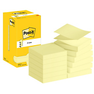 Post-it Notes repositionnables Z-Notes 76 x 76 mm - Jaune - Lot 12 blocs de 100 feuilles