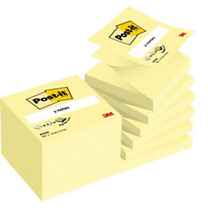 Post-it Notes Repositionnables Z-Notes Carré Canary Yellow, 76 x 76 mm - Lot de 12 blocs de 100 feuilles