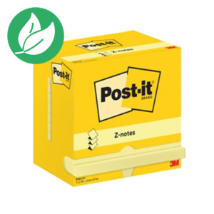 Post-it Notes repositionnables Z-Notes Rectangle Jaune, 127 x 76 mm - Lot de 12 blocs de 100 feuilles Post-it Notes repositionnables Z-Notes Rectangle Jaune, 127 x 76 mm - Lot de 12 blocs de 100 feuilles