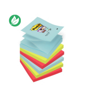 Post-it Notes repositionnables Z-Notes Super Sticky Cosmic 76 x 76 mm - Assorties - Lot 6 blocs de 90 feuilles