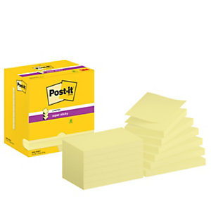Post-it Notes Repositionnables Z-Notes Super Sticky rectangle Jaune 127 x 76 mm - lot de 12 blocs de 90 feuilles