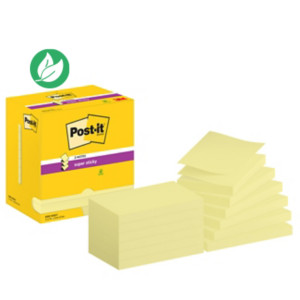 Post-it Notes Repositionnables Z-Notes Super Sticky rectangle Jaune 127 x 76 mm - lot de 12 blocs de 90 feuilles Post-it Notes Repositionnables Z-Notes Super Sticky rectangle Jaune 127 x 76 mm - lot de 12 blocs de 90 feuilles