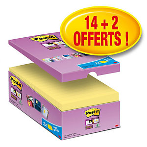 Post-it Notes Super Sticky Canary - 3M - 76 x 127 mm - Pack de 14+2 gratuits