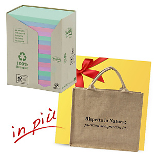Post-it® Offerta 32 blocchi foglietti riposizionabili carta riciclata formato 76 x 127 mm colori Natural + 1 borsa shopper compresa nel prezzo Post-it® Offerta 32 blocchi foglietti riposizionabili carta riciclata formato 76 x 127 mm colori Natural + 1 borsa shopper compresa nel prezzo