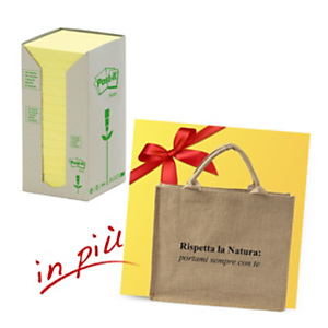 Post-it® Offerta 32 blocchi foglietti riposizionabili carta riciclata formato 76 x 76 mm giallo + 1 borsa shopper compresa nel prezzo Post-it® Offerta 32 blocchi foglietti riposizionabili carta riciclata formato 76 x 76 mm giallo + 1 borsa shopper compresa nel prezzo
