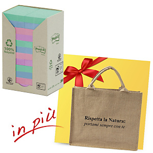 Post-it® Offerta 48 blocchi foglietti riposizionabili carta riciclata formato 38 x 51 mm colori Natural + 1 borsa shopper compresa nel prezzo Post-it® Offerta 48 blocchi foglietti riposizionabili carta riciclata formato 38 x 51 mm colori Natural + 1 borsa shopper compresa nel prezzo
