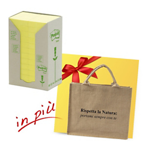 Post-it® Offerta 48 blocchi foglietti riposizionabili carta riciclata formato 38 x 51 mm giallo + 1 borsa shopper compresa nel prezzo Post-it® Offerta 48 blocchi foglietti riposizionabili carta riciclata formato 38 x 51 mm giallo + 1 borsa shopper compresa nel prezzo
