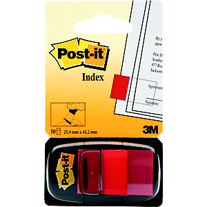 Post-it® Segnapagina Index Medio 25,4 x 43,2 mm Rosso Confezione da 50 pezzi con Dispenser 680-1