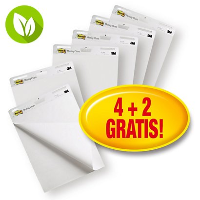 Post-it® Super Sticky 559VP Pack Ahorro 4 + 2 GRATIS Bloc para caballete de rotafolios, 63 x 73,2 cm, 30 hojas, blanco - 1