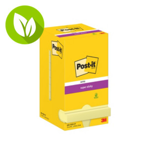 Post-it® Super Sticky 654-12SS-C Y Canary Yellow™ Notas Adhesivas Bloques 76 x 76 mm, amarillo canario, 12 Bloques, 90 hojas