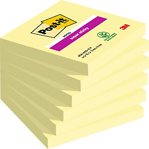 Post-it® Super Sticky 654-6SSCY Canary Yellow™ Notas Adhesivas Bloques 76 x 76 mm, amarillo canario, 90 hojas