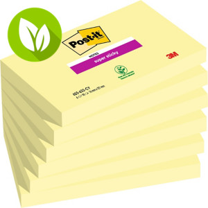 Post-it® Super Sticky 655-6SSCY Canary Yellow™ Notas Adhesivas Bloques 76 x 127 mm, amarillo canario, 90 hojas