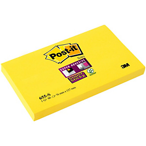 Post-it® Super Sticky 655-S Notas Adhesivas Bloques 76 x 127 mm, Amarillo Intenso, 90 hojas Post-it® Super Sticky 655-S Notas Adhesivas Bloques 76 x 127 mm, Amarillo Intenso, 90 hojas