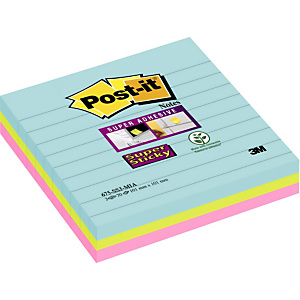 Post-it® Super Sticky Bloc de notas rayadas, 101 x 101 mm, Colección Miami, 90 hojas Post-it® Super Sticky Bloc de notas rayadas, 101 x 101 mm, Colección Miami, 90 hojas