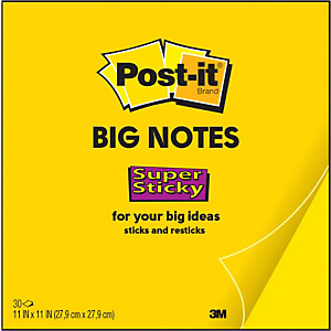 Post-it® Super Sticky BN11-EU Notas grandes, 27,9 x 27,9 cm, 30 hojas, amarillo neón Post-it® Super Sticky BN11-EU Notas grandes, 27,9 x 27,9 cm, 30 hojas, amarillo neón
