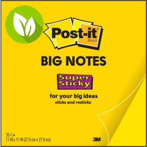 Post-it® Super Sticky BN11-EU Notas grandes, 27,9 x 27,9 cm, 30 hojas, amarillo neón