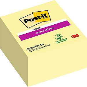 Post-it® Super Sticky Canary Yellow™ Notas Adhesivas Cubo 76 x 76 mm, amarillo canario, 270 hojas