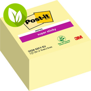 Post-it® Super Sticky Canary Yellow™ Notas Adhesivas Cubo 76 x 76 mm, amarillo canario, 270 hojas