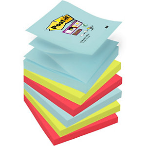 Post-it® Super Sticky Foglietti per dispenser, Blocco, 76 x 76 mm, Collezione colori Miami, 90 foglietti