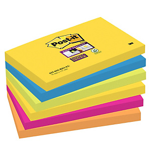 Post-it® Super Sticky Foglietti riposizionabili, 76 x 127 mm, Blocchetti da 90 foglietti, Colori Collezione Rio de Janeiro (confezione 6 pezzi) Post-it® Super Sticky Foglietti riposizionabili, 76 x 127 mm, Blocchetti da 90 foglietti, Colori Collezione Rio de Janeiro (confezione 6 pezzi)