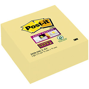 Post-it® Super Sticky Foglietti riposizionabili, 76 x 76 mm, Blocchetti da 270 foglietti, Giallo Canary