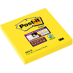 Post-it® Super Sticky Foglietti riposizionabili, 76 x 76 mm, Blocchetti da 90 foglietti, Colore Giallo Brillante (confezione 12 pezzi)