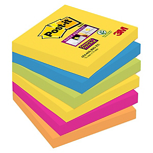 Post-it® Super Sticky Foglietti riposizionabili, 76 x 76 mm, Blocchetti da 90 foglietti, Colori Collezione Rio de Janeiro (confezione 6 pezzi) Post-it® Super Sticky Foglietti riposizionabili, 76 x 76 mm, Blocchetti da 90 foglietti, Colori Collezione Rio de Janeiro (confezione 6 pezzi)