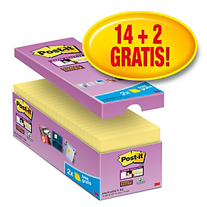 Post-it® Super Sticky Foglietti riposizionabili, 76 x 76 mm, Blocchetti da 90 foglietti, Giallo Canary (confezione Value Pack 14 blocchetti + 2 blocchetti omaggio) Post-it® Super Sticky Foglietti riposizionabili, 76 x 76 mm, Blocchetti da 90 foglietti, Giallo Canary (confezione Value Pack 14 blocchetti + 2 blocchetti omaggio)
