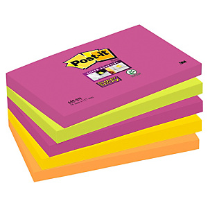 Post-it® Super Sticky, Foglietti Riposizionabili, Blocchi 76 x 127 mm, Colori Assortiti Collezione Cape Town, 90 foglietti, Confezione da 5 pezzi (confezione 5 pezzi) Post-it® Super Sticky, Foglietti Riposizionabili, Blocchi 76 x 127 mm, Colori Assortiti Collezione Cape Town, 90 foglietti, Confezione da 5 pezzi (confezione 5 pezzi)