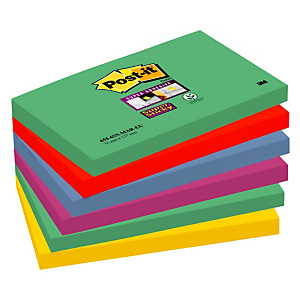 Post-it® Super Sticky, Foglietti Riposizionabili, Blocchi 76 x 127 mm, Colori Assortiti Collezione Marrakesh, 90 foglietti, Confezione da 6 pezzi (confezione 6 pezzi) Post-it® Super Sticky, Foglietti Riposizionabili, Blocchi 76 x 127 mm, Colori Assortiti Collezione Marrakesh, 90 foglietti, Confezione da 6 pezzi (confezione 6 pezzi)