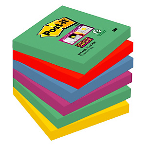 Post-it® Super Sticky, Foglietti Riposizionabili, Blocchi 76 x 76 mm, Colori Assortiti Collezione Marrakesh, 90 foglietti, Confezione da 6 pezzi (confezione 6 pezzi) Post-it® Super Sticky, Foglietti Riposizionabili, Blocchi 76 x 76 mm, Colori Assortiti Collezione Marrakesh, 90 foglietti, Confezione da 6 pezzi (confezione 6 pezzi)