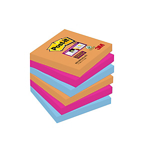 Post-it® Super Sticky, Foglietti Riposizionabili, Blocchi a Righe 76 x 76 mm, Colori Assortiti Collezione Bangkok, 90 foglietti, Confezione da 6 pezzi (confezione 6 pezzi) Post-it® Super Sticky, Foglietti Riposizionabili, Blocchi a Righe 76 x 76 mm, Colori Assortiti Collezione Bangkok, 90 foglietti, Confezione da 6 pezzi (confezione 6 pezzi)