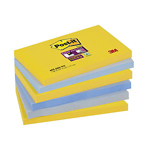 Post-it® Super Sticky Foglietti riposizionabili, Blocco 76 x 127 mm, Collezione colori New York, 90 foglietti (confezione 6 pezzi)