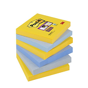 Post-it® Super Sticky Foglietti riposizionabili, Blocco 76 x 76 mm, Collezione colori New York, 90 foglietti (confezione 6 pezzi)
